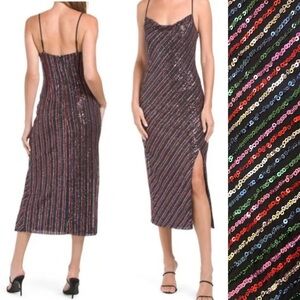 Laundry by Shelli Segal Rainbow Sequin Midi Dress Size 4 NWT